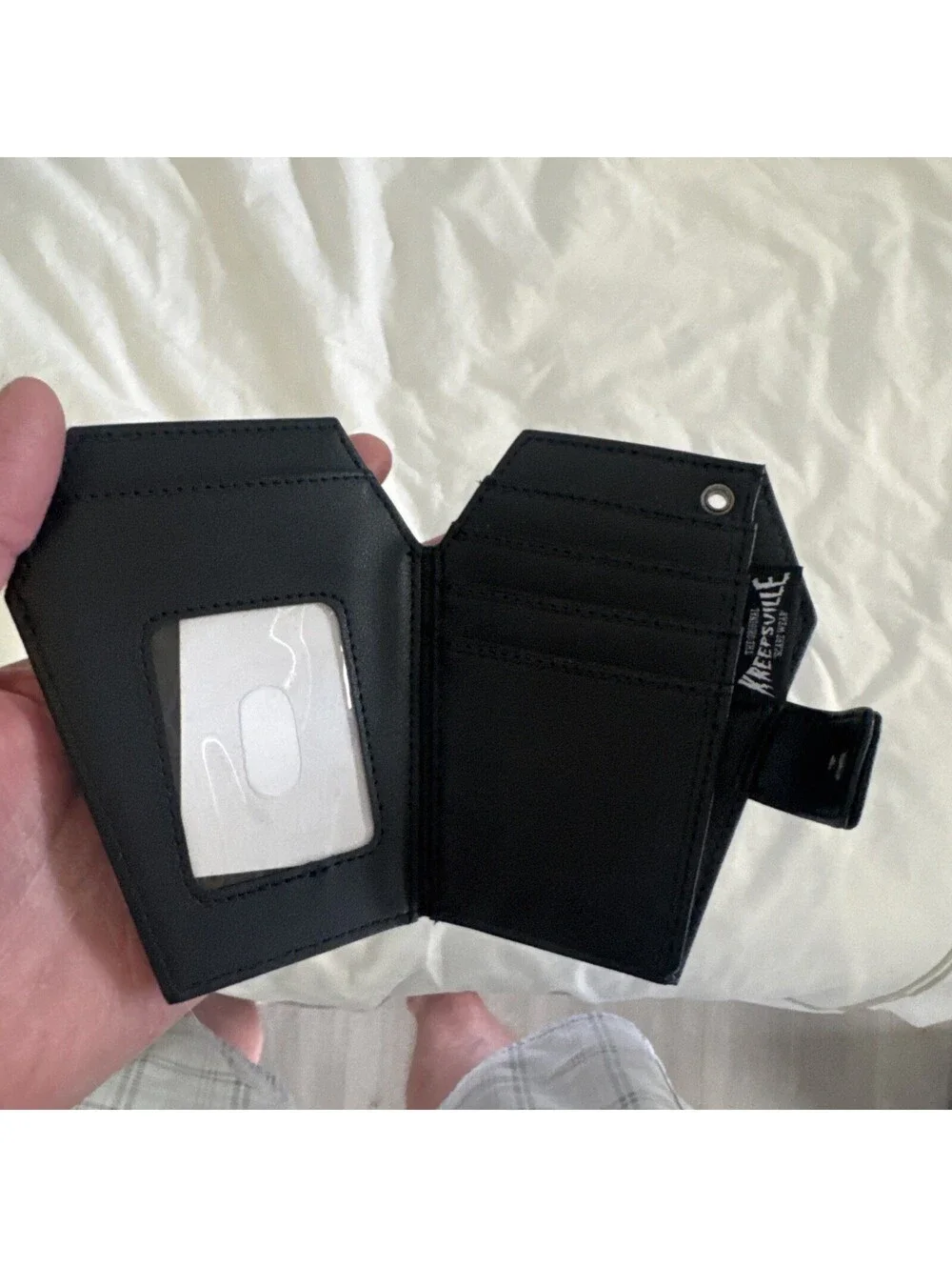 Embossed Skull Coffin Shape Wallet Black Kreepsville  Faux Leather Bifold